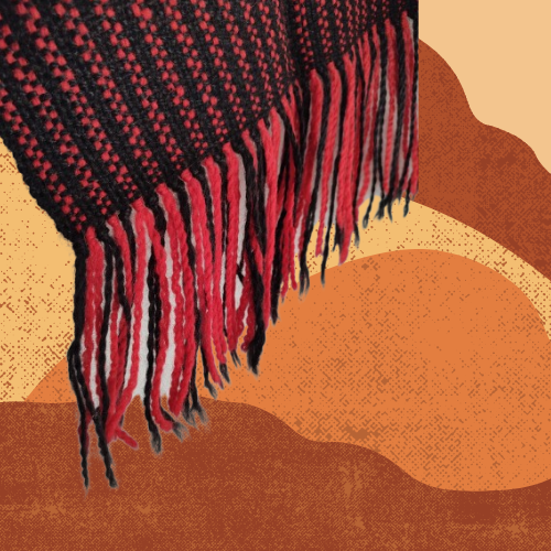 Bufandón Roja y Negra de Llama y Oveja