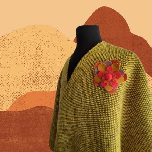 Pashmina Amarilla y Marrón de Oveja