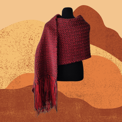 Pashmina Roja y Negra de Oveja