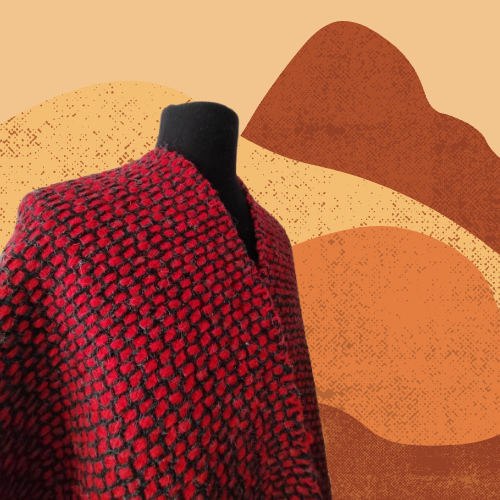 Pashmina Roja y Negra de Oveja