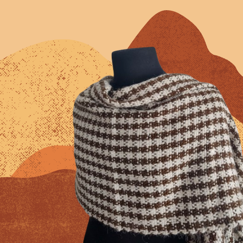 Pashmina Marrón y Natural de Llama y Oveja