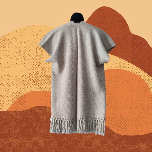 Ruana Chaleco Gris Claro de Oveja y Alpaca