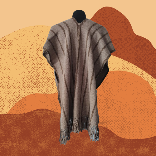 Ruana Marrón y Beige de Oveja y Alpaca