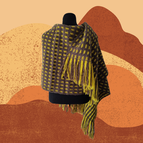 Pashmina Amarilla y Marrón de Oveja
