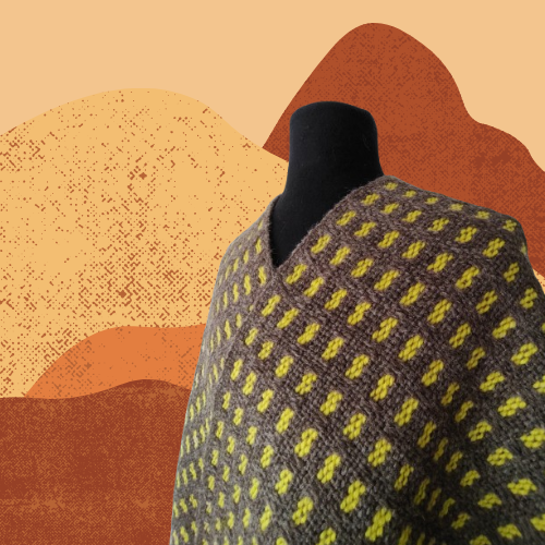 Pashmina Amarilla y Marrón de Oveja
