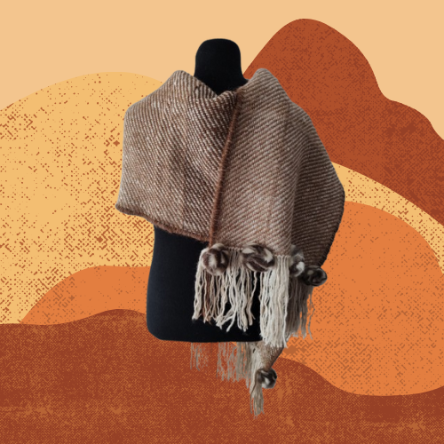 Pashmina Marrón y Natural de Llama