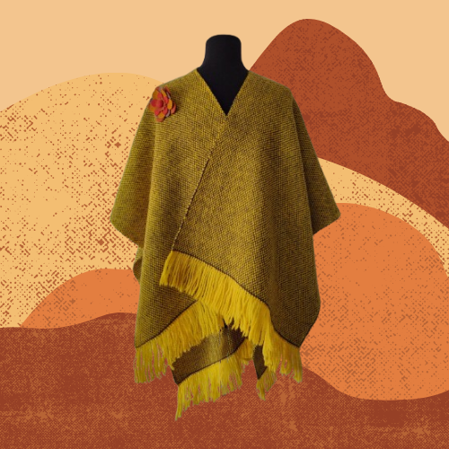 Pashmina Amarilla y Marrón de Oveja