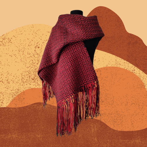 Pashmina Roja y Negra de Oveja