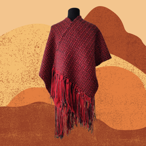 Pashmina Roja y Negra de Oveja