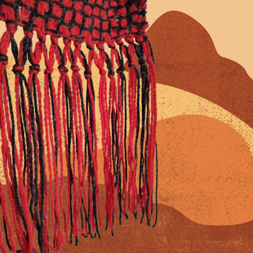 Pashmina Roja y Negra de Oveja