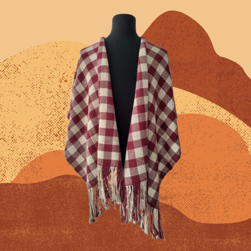 Pashmina Granate y Natural de Algodón