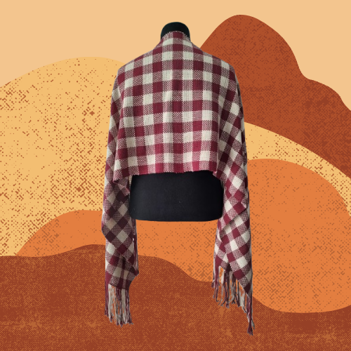 Pashmina Granate y Natural de Algodón