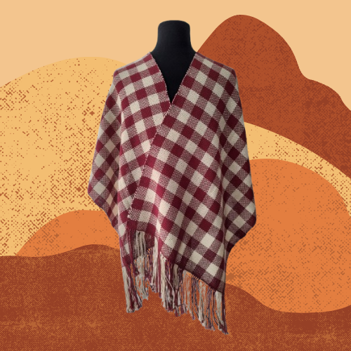 Pashmina Granate y Natural de Algodón