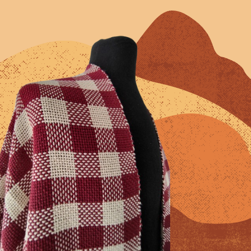 Pashmina Granate y Natural de Algodón