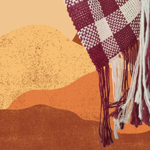 Pashmina Granate y Natural de Algodón