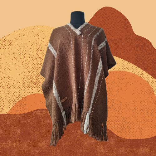 Poncho Marrón y Natural de Llama