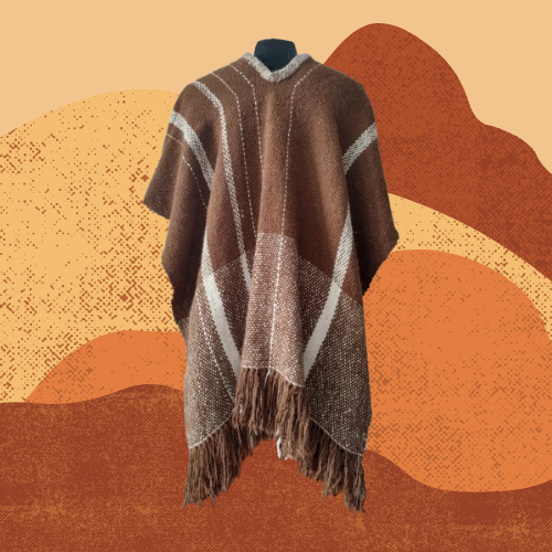 Poncho Marrón y Natural de Llama