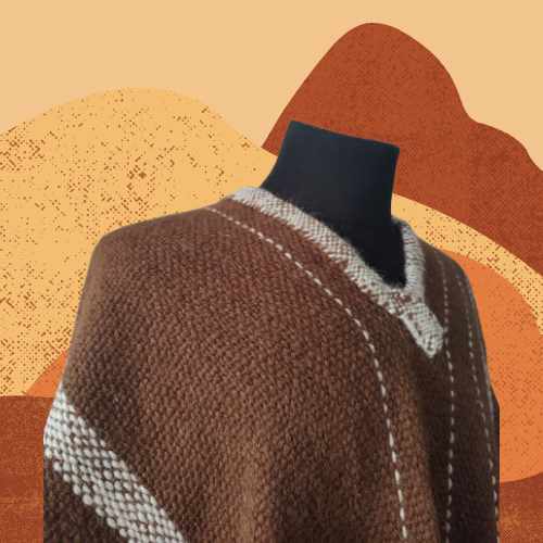 Poncho Marrón y Natural de Llama