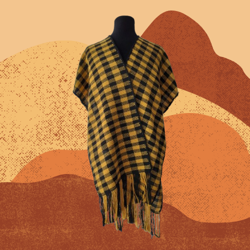 Ruana Amarilla y Negra de Algodón