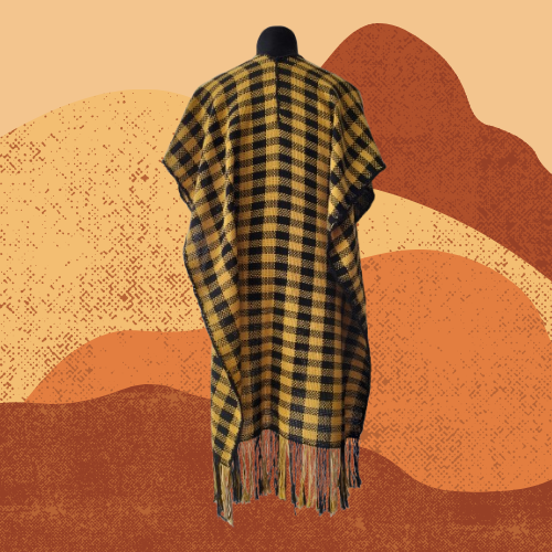 Ruana Amarilla y Negra de Algodón