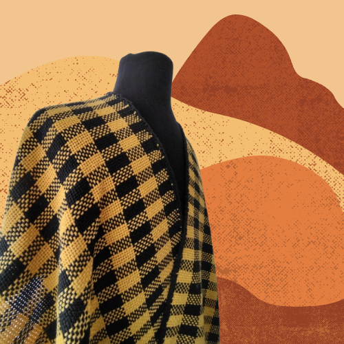 Ruana Amarilla y Negra de Algodón