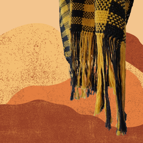 Ruana Amarilla y Negra de Algodón