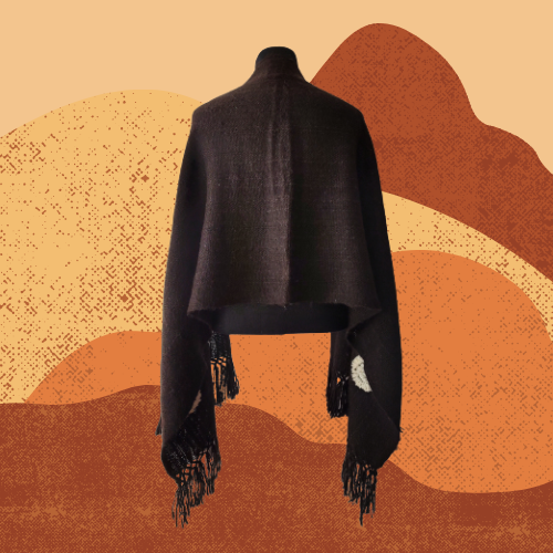 Pashmina Bordada Negra de Llama