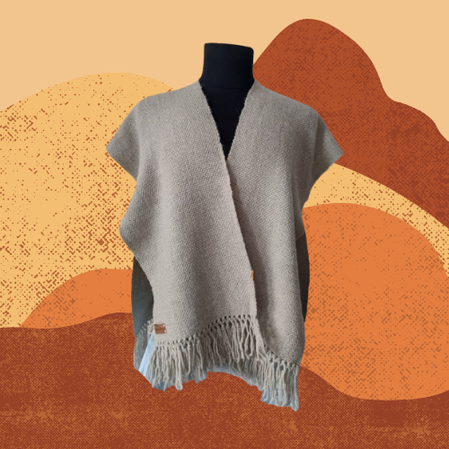 Ruana Chaleco Gris Claro de Oveja y Alpaca