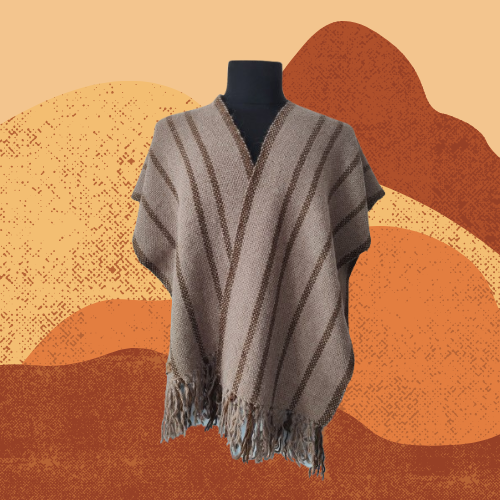 Ruana Marrón y Beige de Oveja y Alpaca