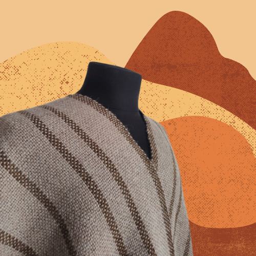 Ruana Marrón y Beige de Oveja y Alpaca