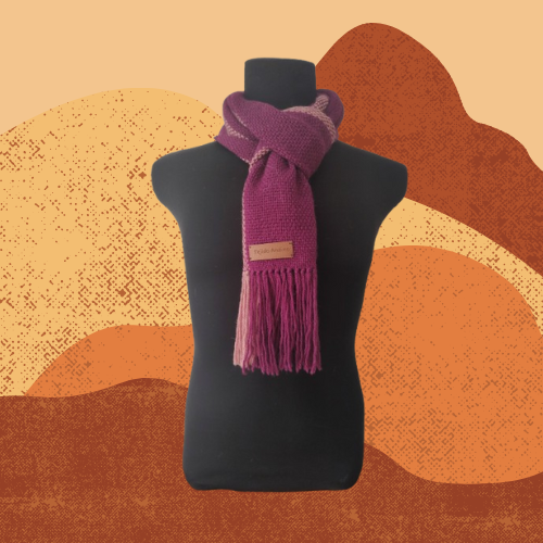 Bufanda Magenta y Rosa de Oveja y Alpaca