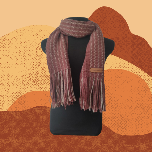 Bufanda Granate y Beige de Oveja y Alpaca