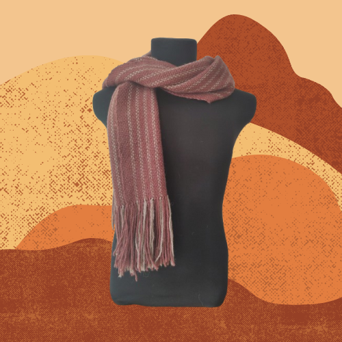 Bufanda Granate y Beige de Oveja y Alpaca