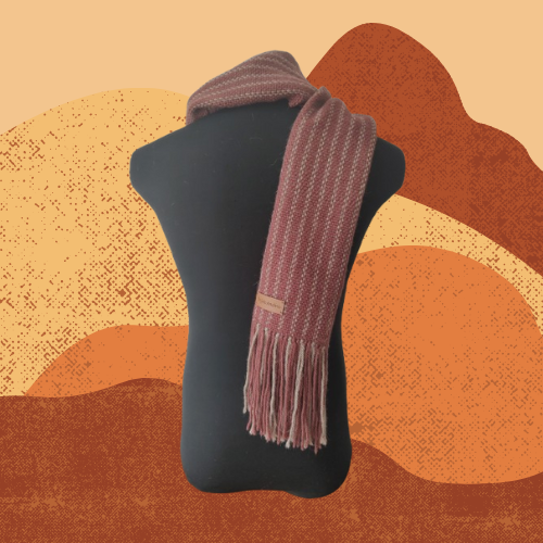 Bufanda Granate y Beige de Oveja y Alpaca