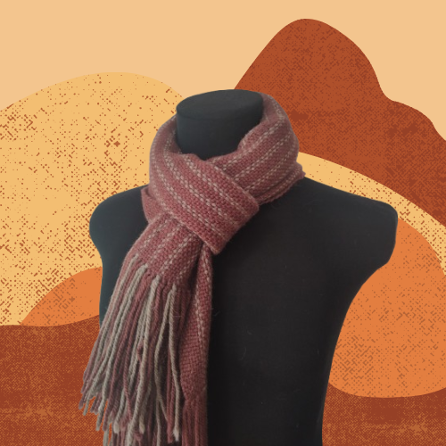 Bufanda Granate y Beige de Oveja y Alpaca