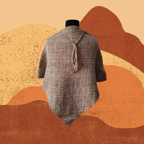 Poncho Beige y Natural de Llama