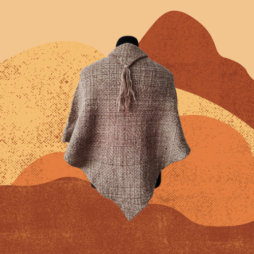 Poncho Beige y Natural de Llama