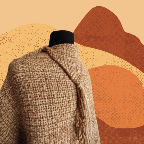 Poncho Beige y Natural de Llama